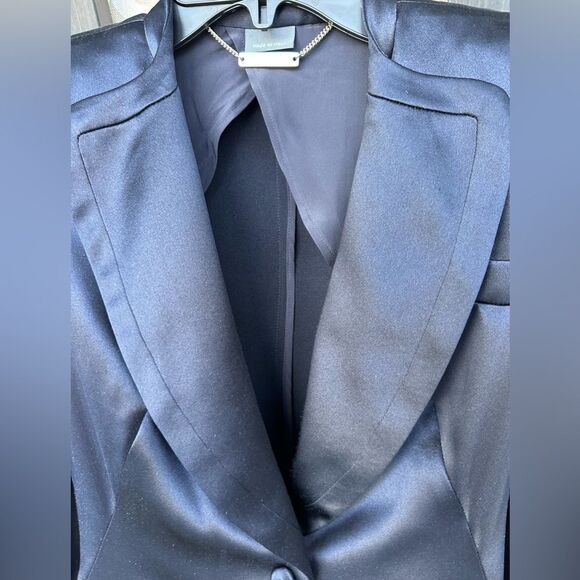 ALEXANDER MCQUEEN Midnight Blue Silk Tuxedo Blazer Jacket 38 - Picture 6 of 11